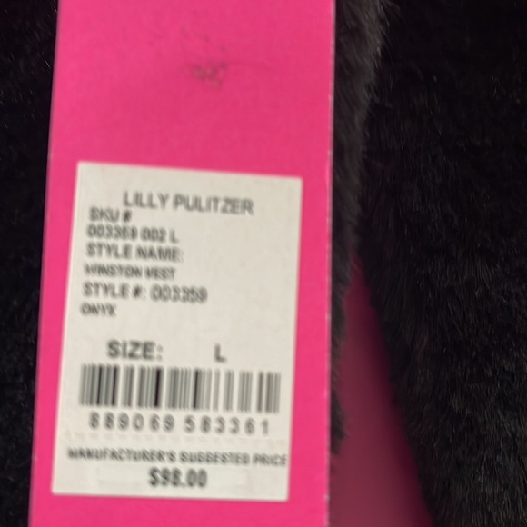 Lilly Pulitzer Winston Black Faux Fur Plush Vest - Picture 4 of 5